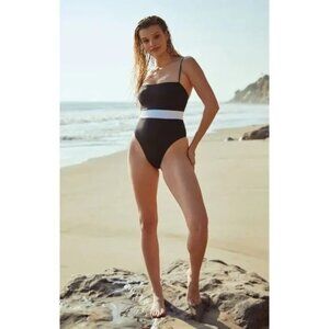 Kendall & Kylie Rebecca Black & White One-Piece Swimsuit Adjustable Straps